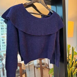 Kimchi Blue Off-the-Shoulder Navy Sweater